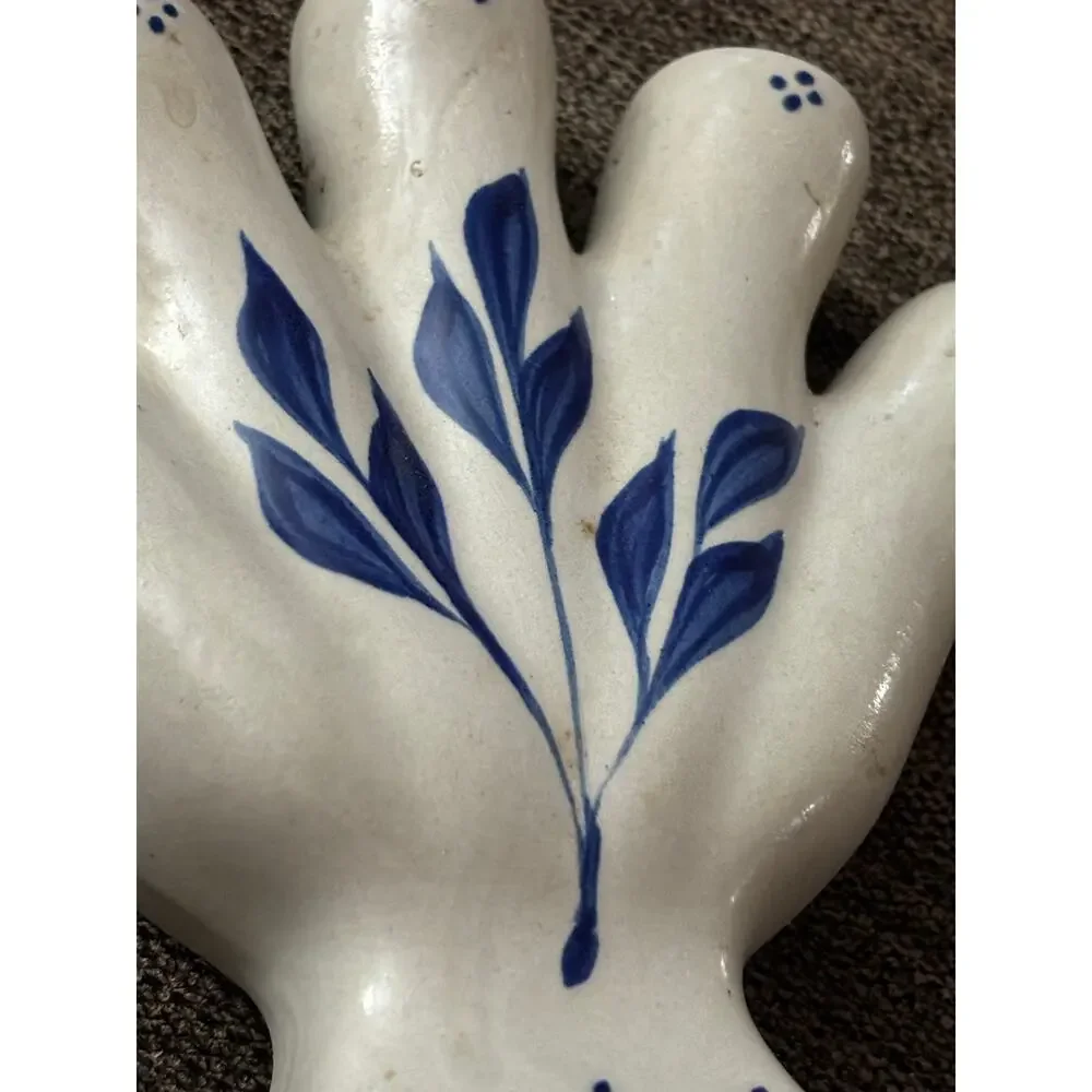 Stoneware 5 Finger Gray Blue Salt Glazed Pottery 6 1/2